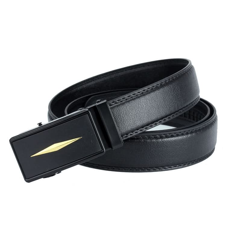 Men’s Automatic Meteor Shower Design Buckle Belt – Black Lychee Pattern