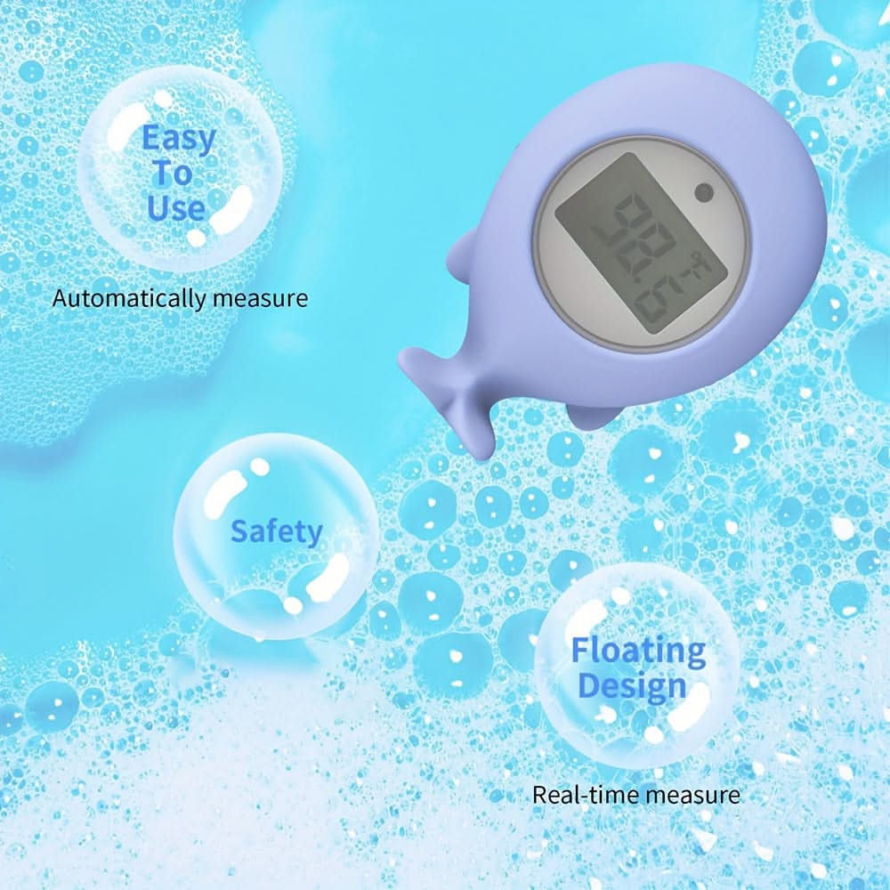 1pc Cartoon Whale Water Thermometer, 3-in-1 High Precision Induction