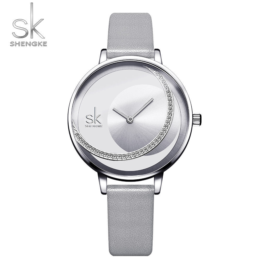 SK Women’s Quartz Watch – Diamond Waterproof Classic Strap Fashion Wristwatch