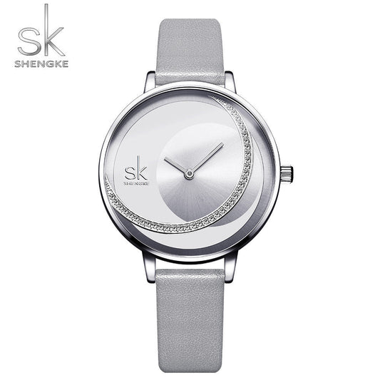 SK Women’s Quartz Watch – Diamond Waterproof Classic Strap Fashion Wristwatch