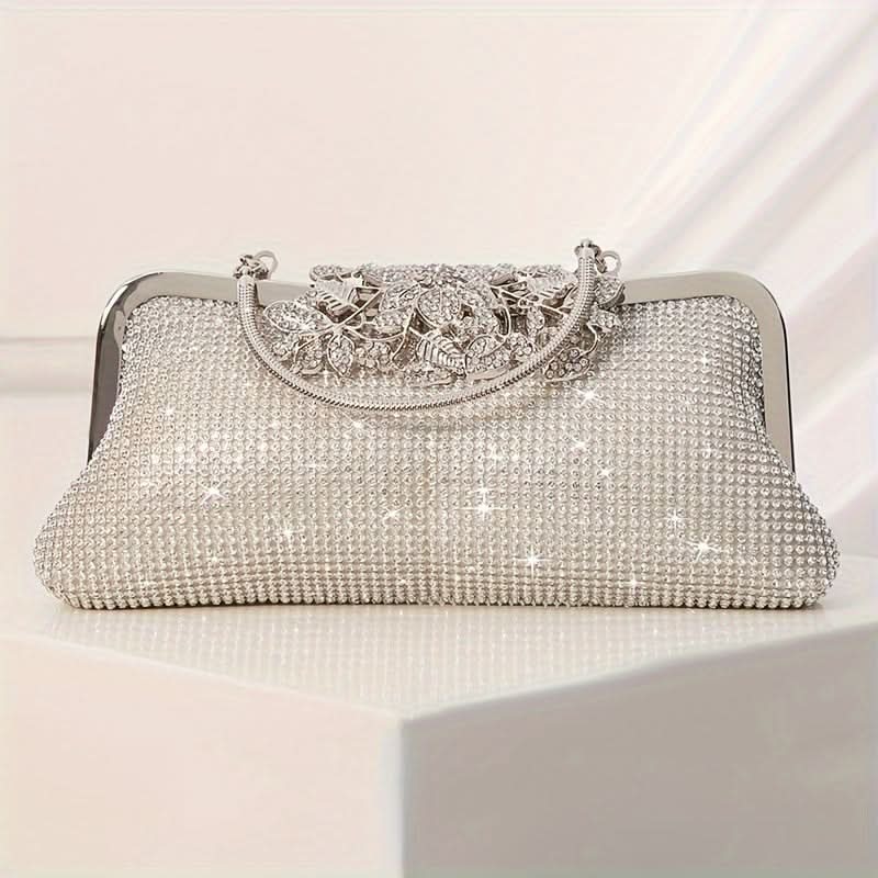 Golden Rhinestone Clutch Bag for Evening Events