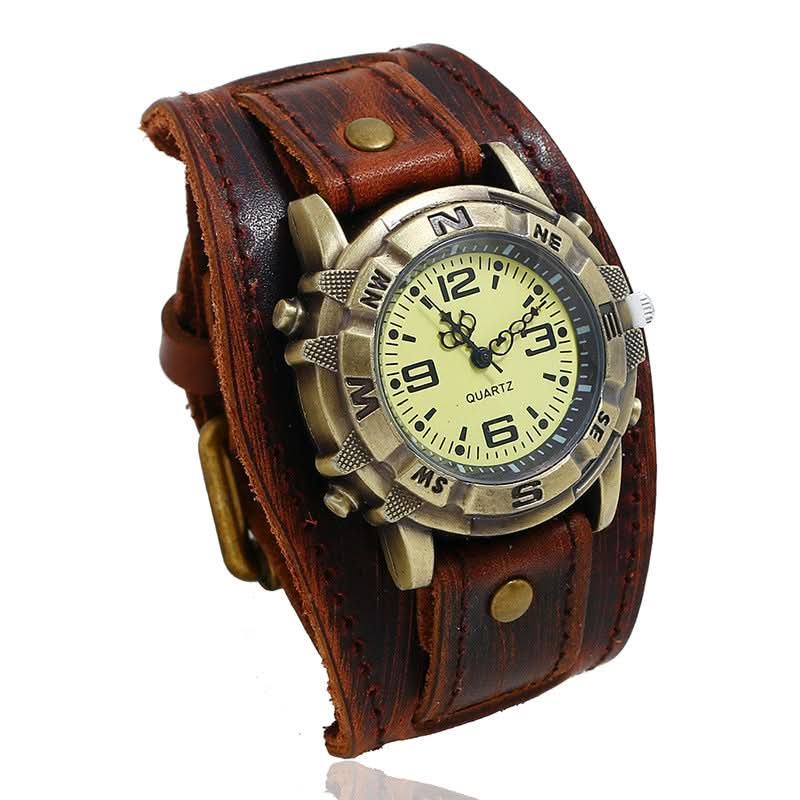 Men's Punk Leather Bracelet Watch Fashion