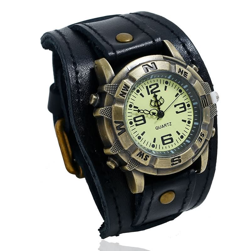 Men's Punk Leather Bracelet Watch Fashion