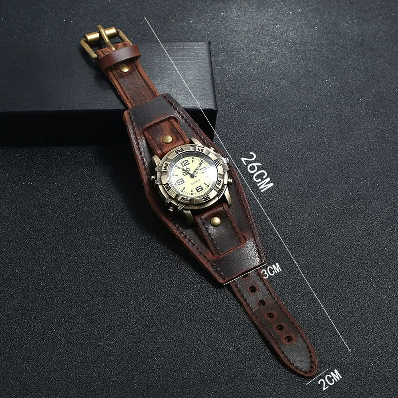 Men's Punk Leather Bracelet Watch Fashion