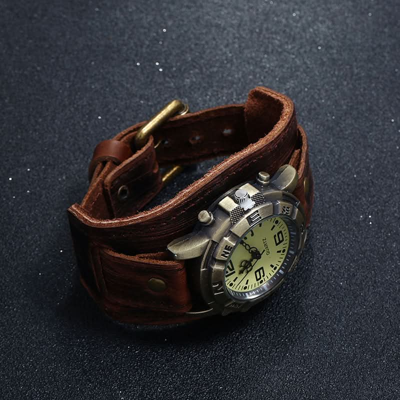 Men's Punk Leather Bracelet Watch Fashion