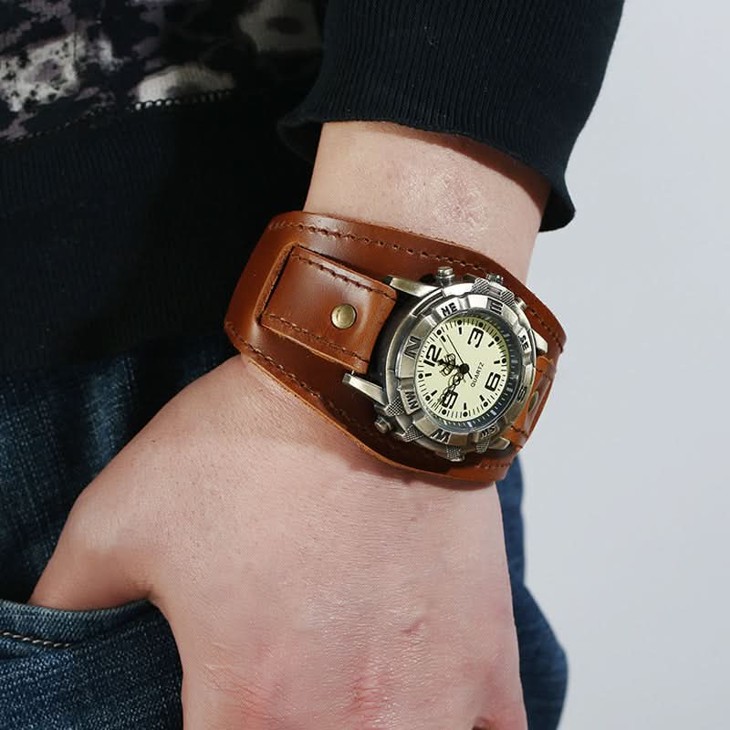 Men's Punk Leather Bracelet Watch Fashion
