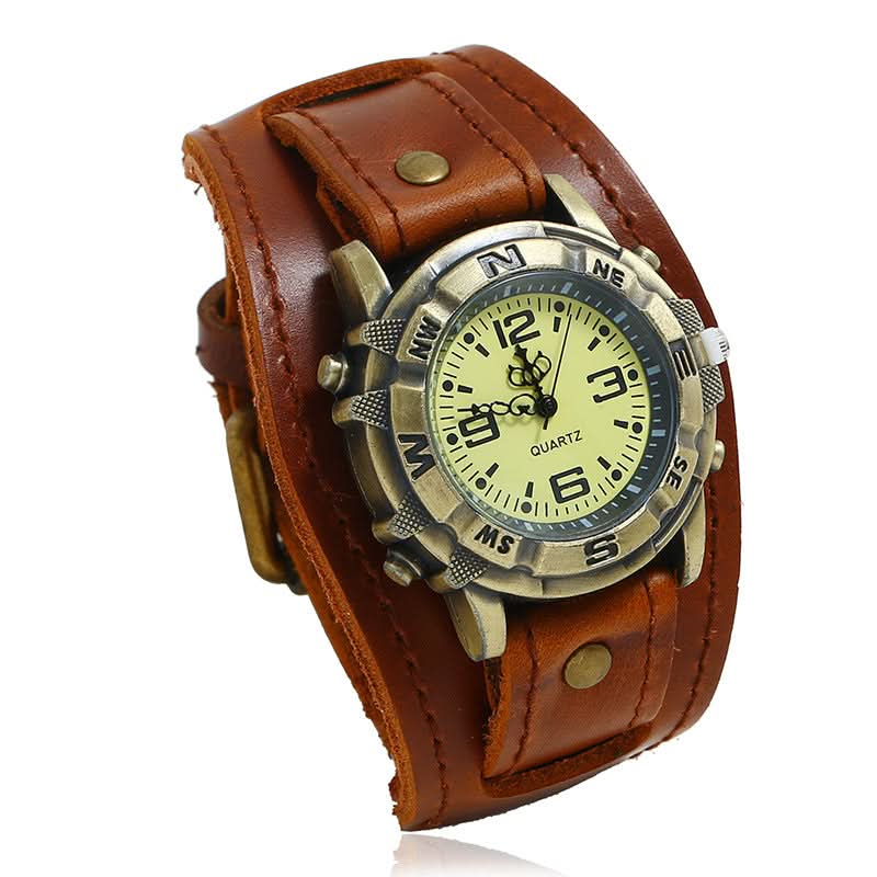 Men's Punk Leather Bracelet Watch Fashion