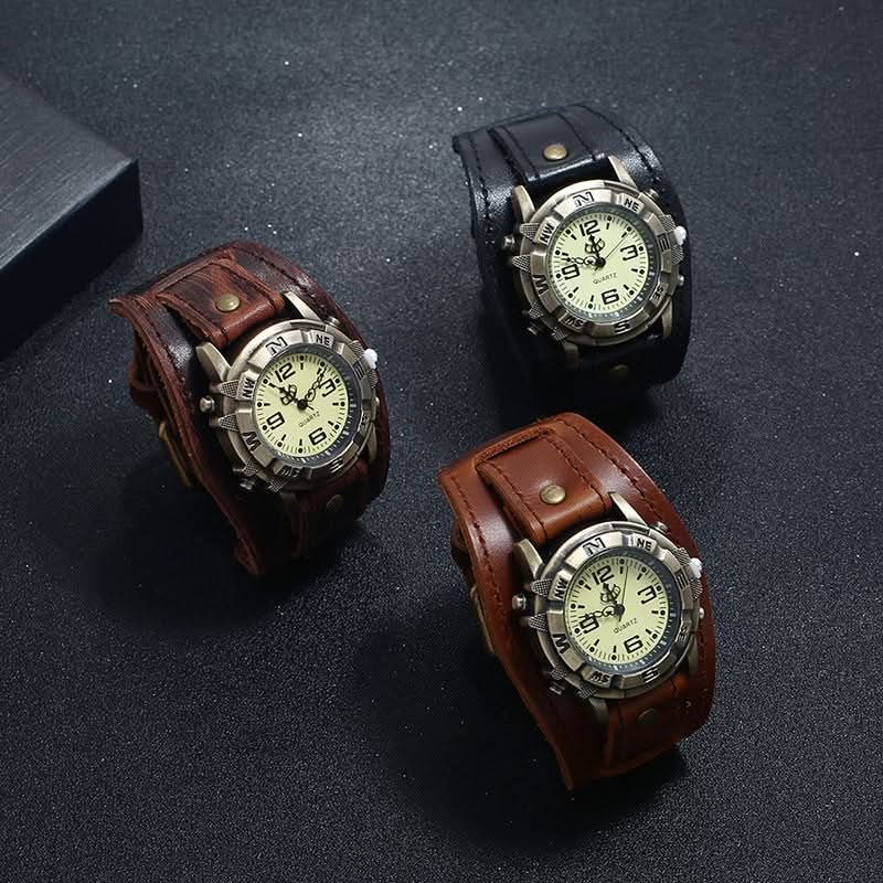Men's Punk Leather Bracelet Watch Fashion