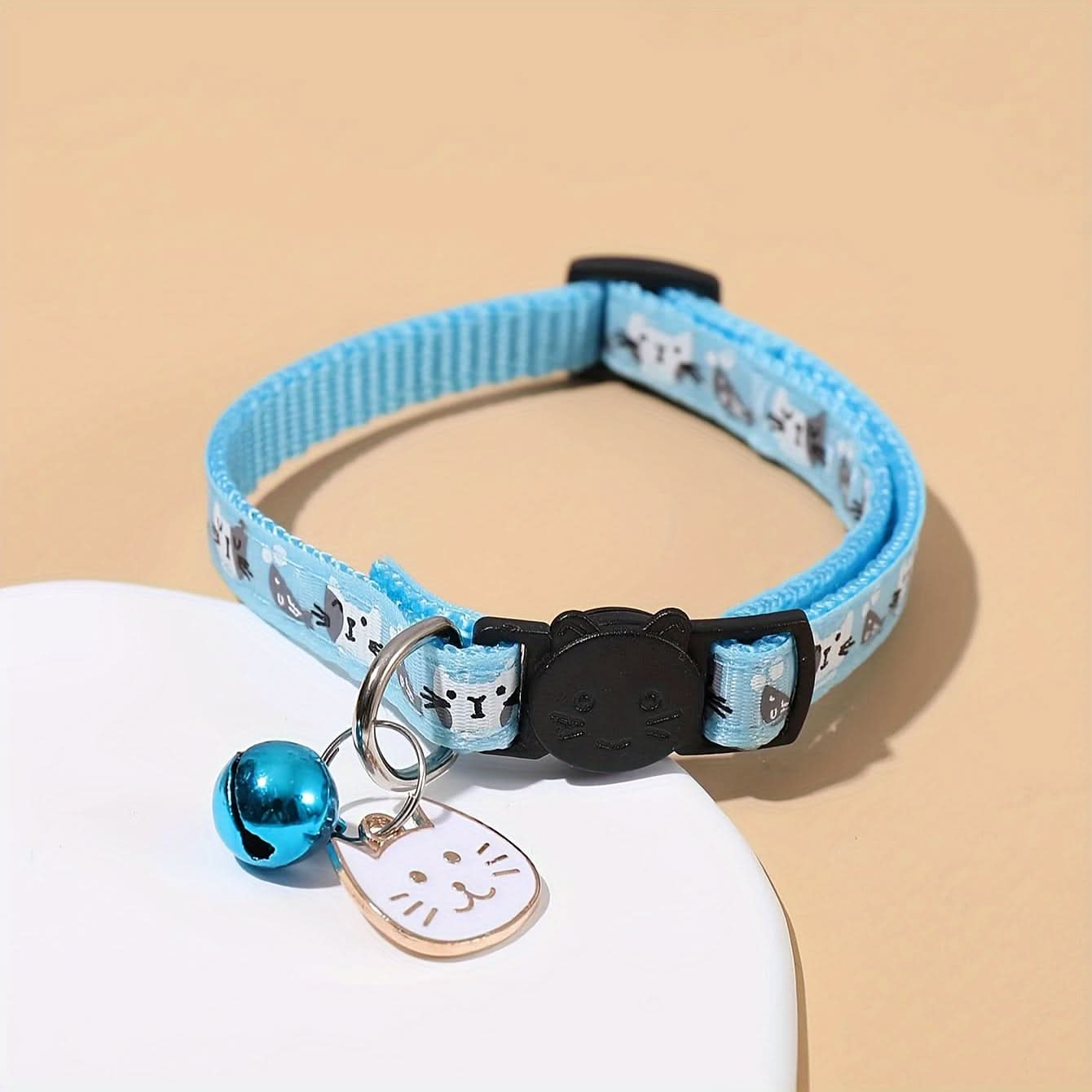 Adjustable Cartoon Pattern Cat Collar with Bell