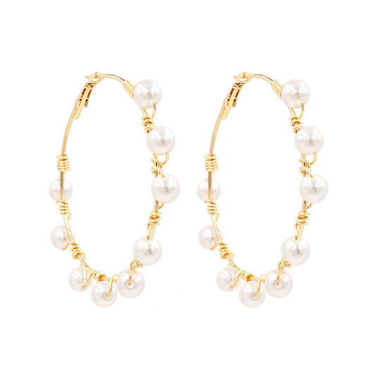 Korean Hand-Wrapped Pearl Drop Earrings for Women – Star Style Jewelry