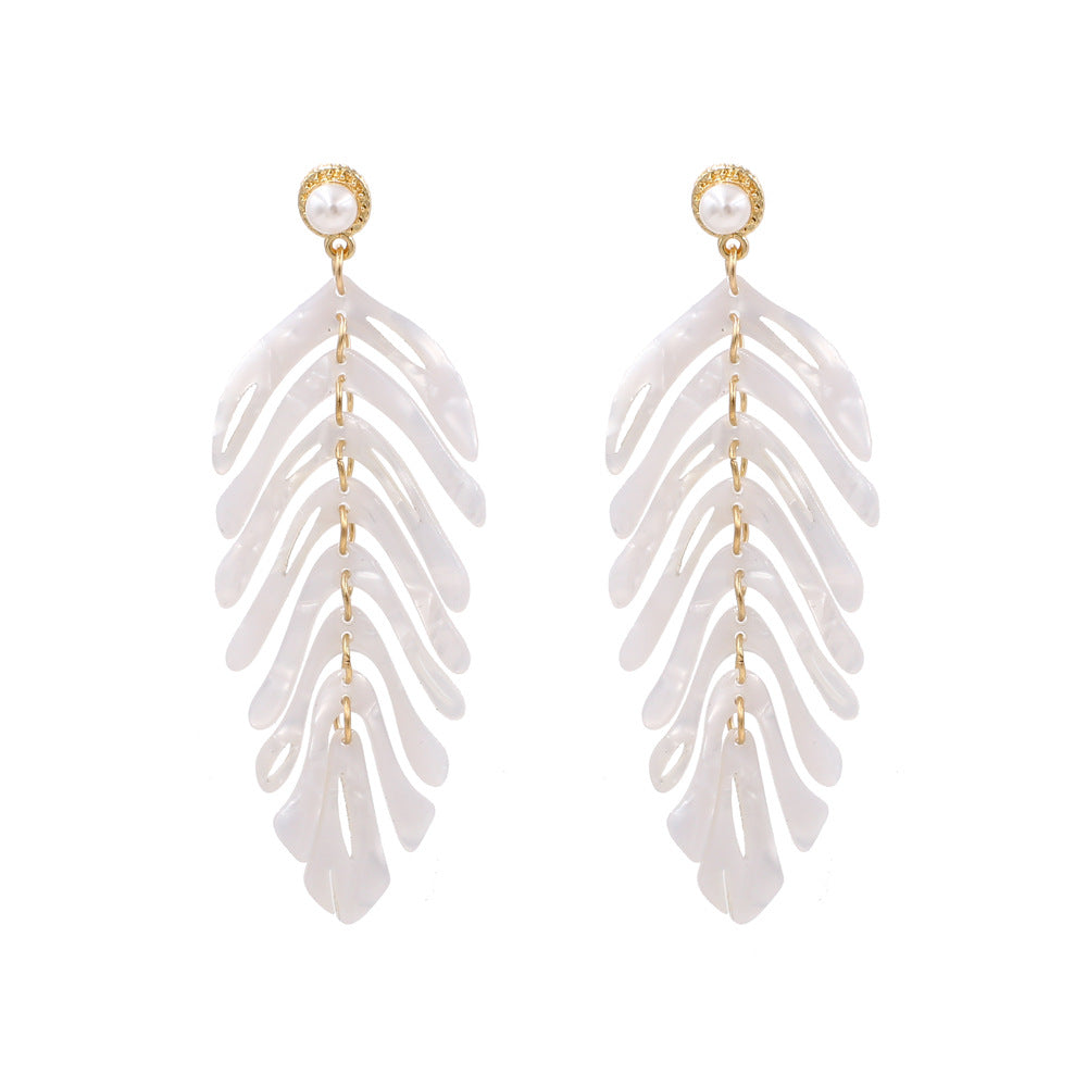 Acrylic Leaf Tassel Earrings for Women – Stylish Floral Statement Jewelry