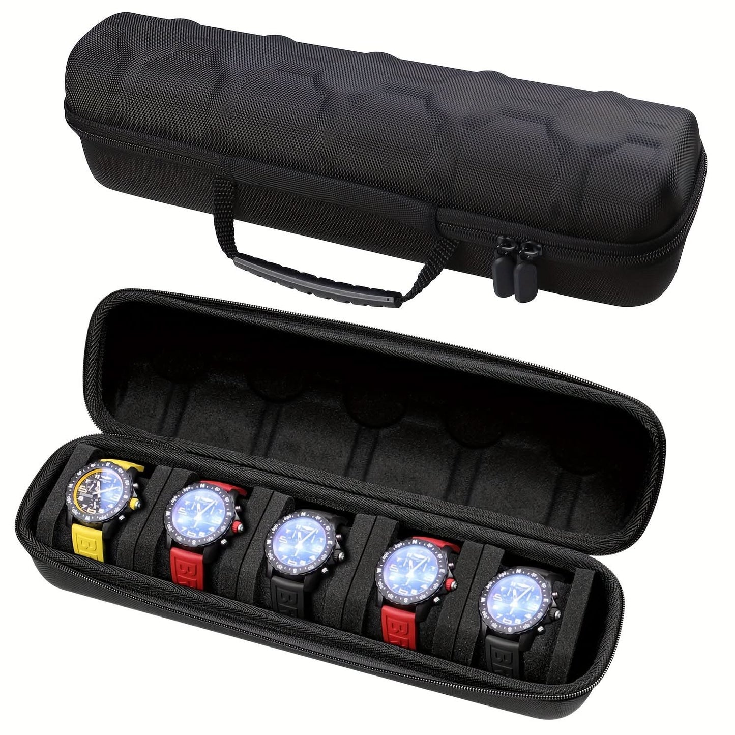 5-Slot Watch Travel Case with Foam Pillow