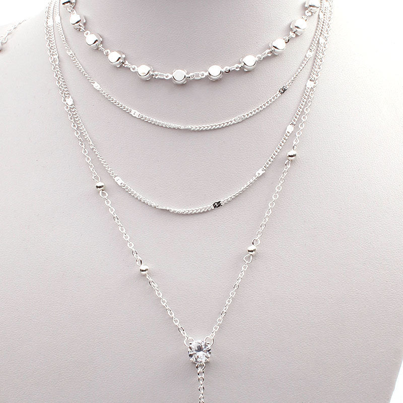 Elegant Layered Tassel Rhinestone Necklace for Women – Y-Shaped Statement Jewelry