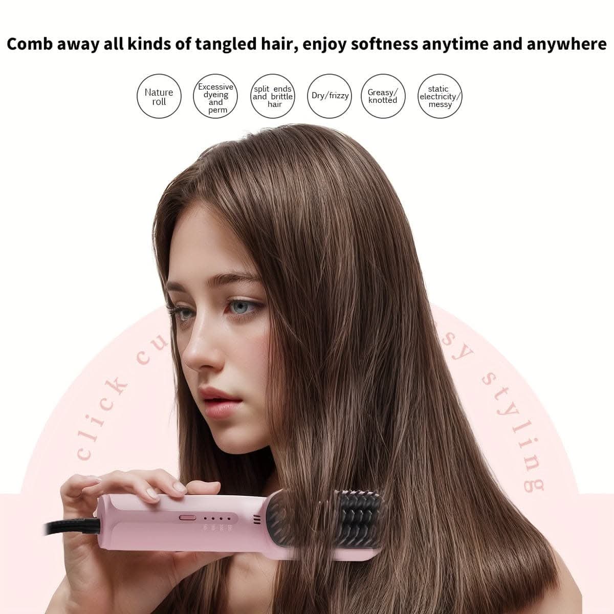 4-Temperature Adjustment Mini Hair Straightening Comb