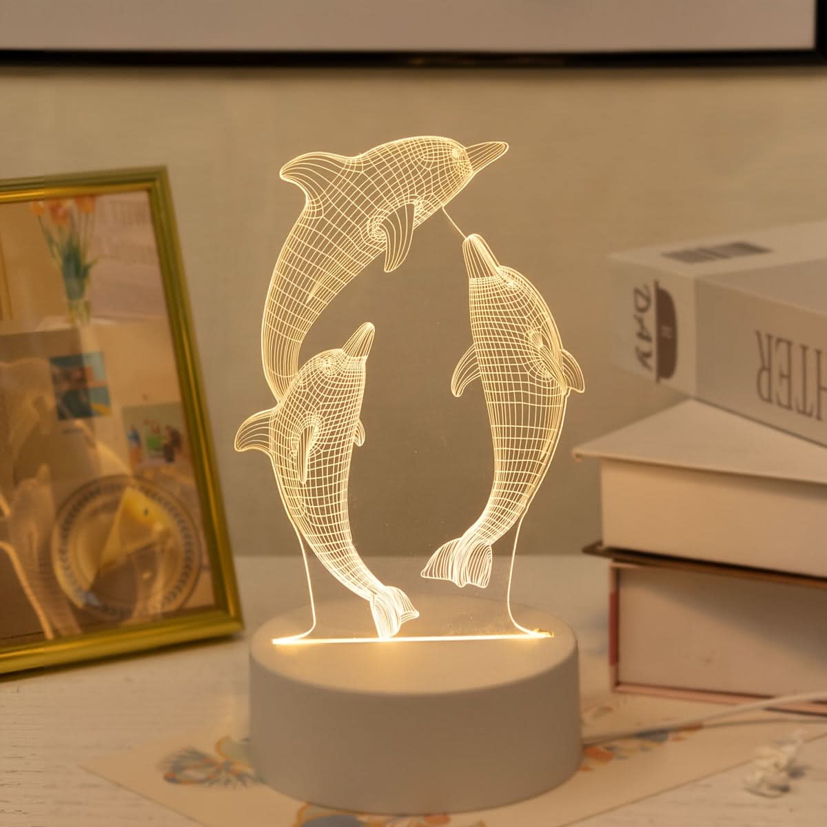 Vibrant USB Dolphin Night Light - Glowing Ocean Animal Lamp