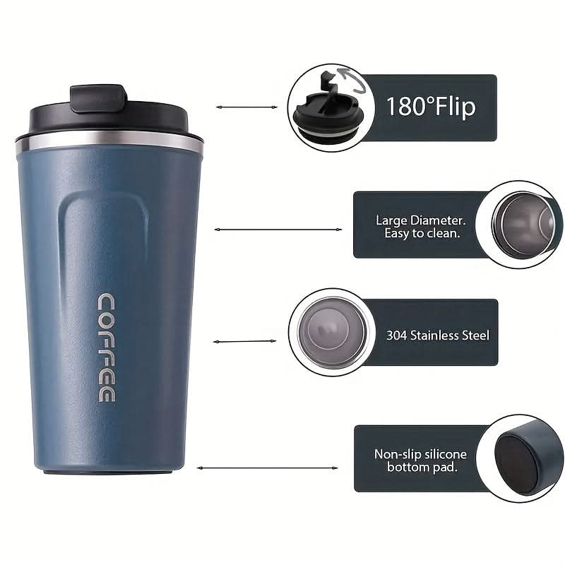 Double-Walled Insulated Stainless Steel Travel Mug - 510ml