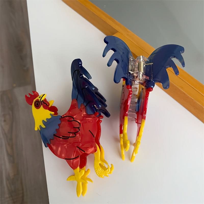 Cartoon Rooster Acetate Hair Claw Clip for Women