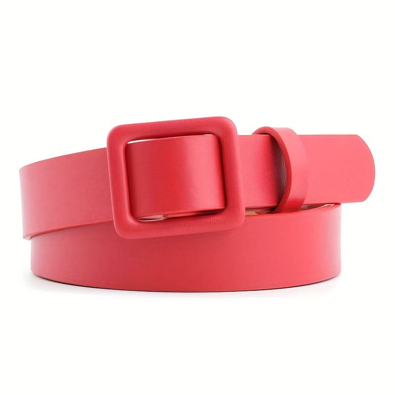 Vintage PU Leather Belt - Square Buckle Design