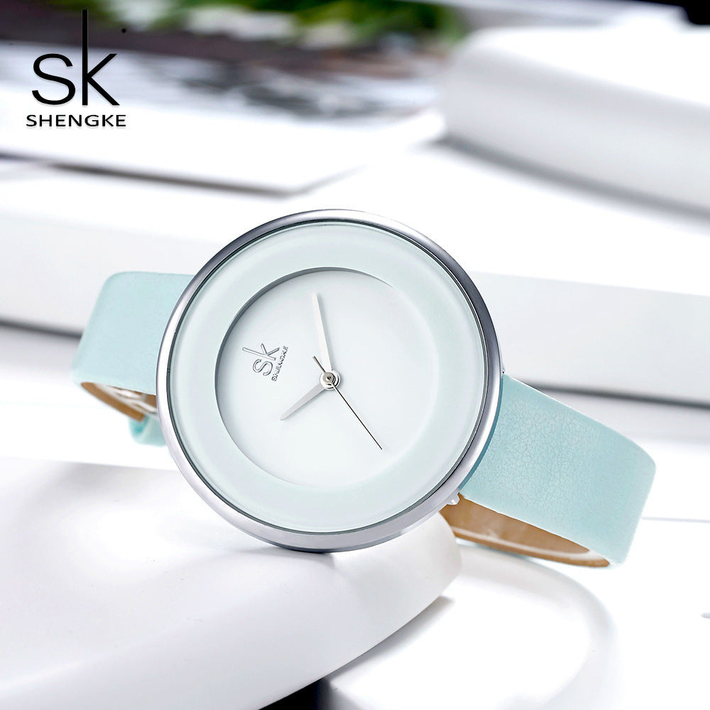 SK Women’s Quartz Watch – Simple Leather Strap, 30M Waterproof Casual Wristwatch