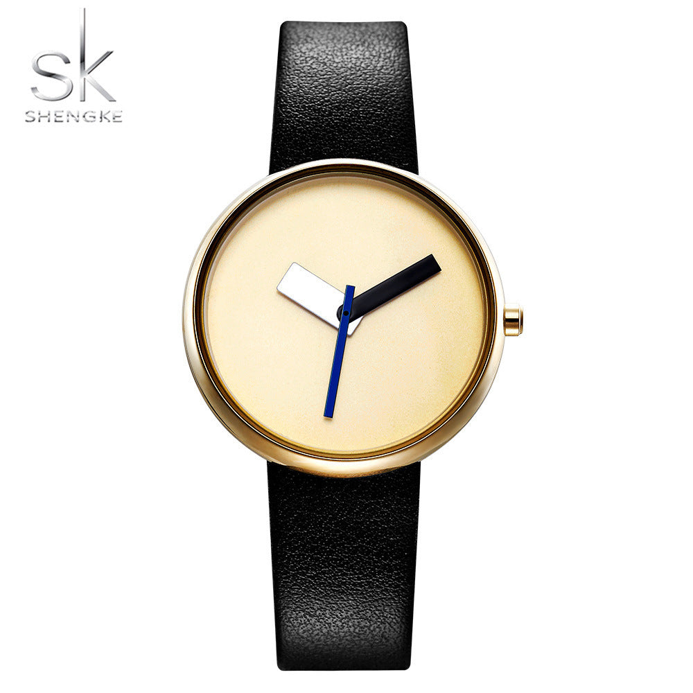 SK Women’s Quartz Watch – Simple Waterproof Leather Strap Casual Wristwatch