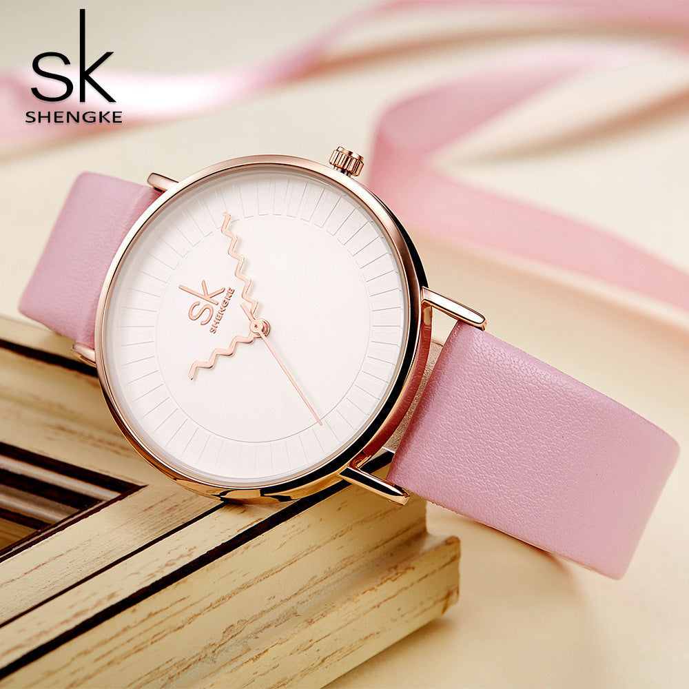 SK Women’s Quartz Watch – Fashion PU Leather Strap, Waterproof Casual Wristwatch