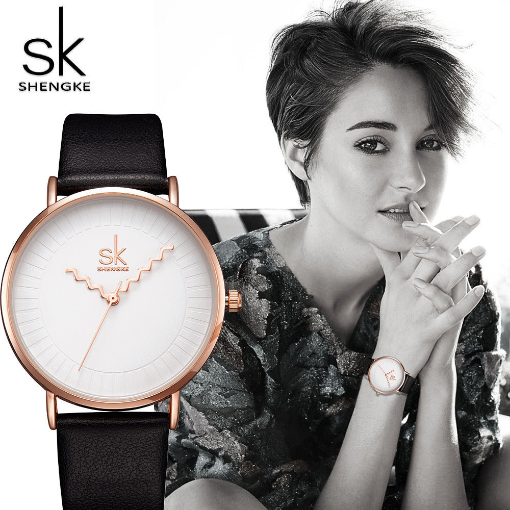 SK Women’s Quartz Watch – Fashion PU Leather Strap, Waterproof Casual Wristwatch