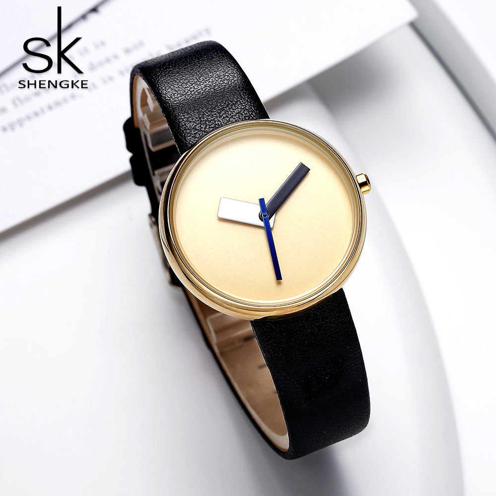 SK Women’s Quartz Watch – Simple Waterproof Leather Strap Casual Wristwatch