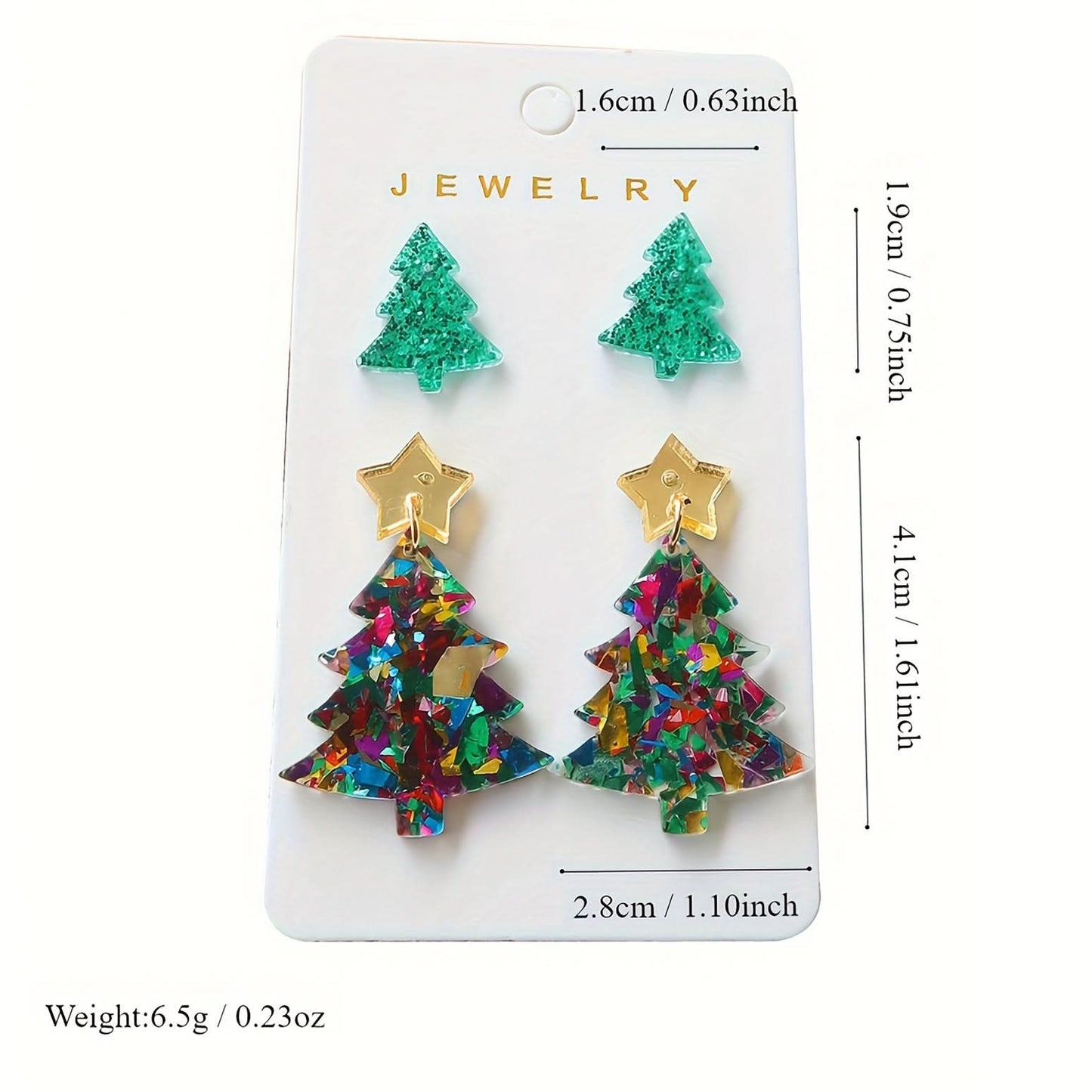 5 Pairs Christmas Tree Snowman Dangle Earrings