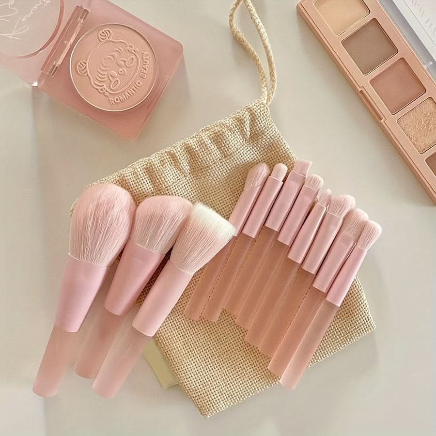Travel Makeup Brush Set with Cosmetic Bag - 10 pieces