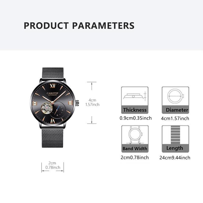 Men’s Fashion Automatic Mechanical Watch with Mesh Strap