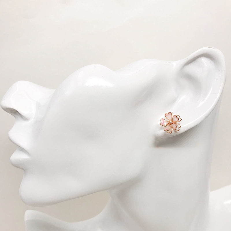 Cherry Blossom Resin Earrings – Pastoral Floral Clip-On Jewelry
