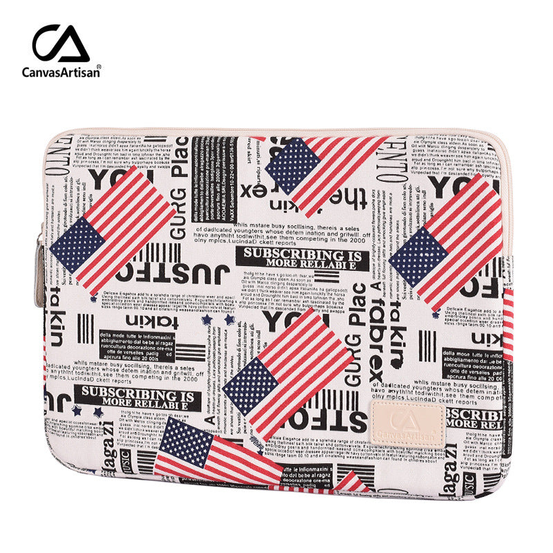 Canvas Laptop Sleeve with American Flag Print – Protective Case for MacBook & More
