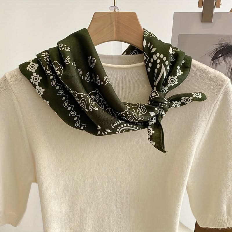 Boho Square Bandana Scarf – Cashew Print, Versatile Neckerchief