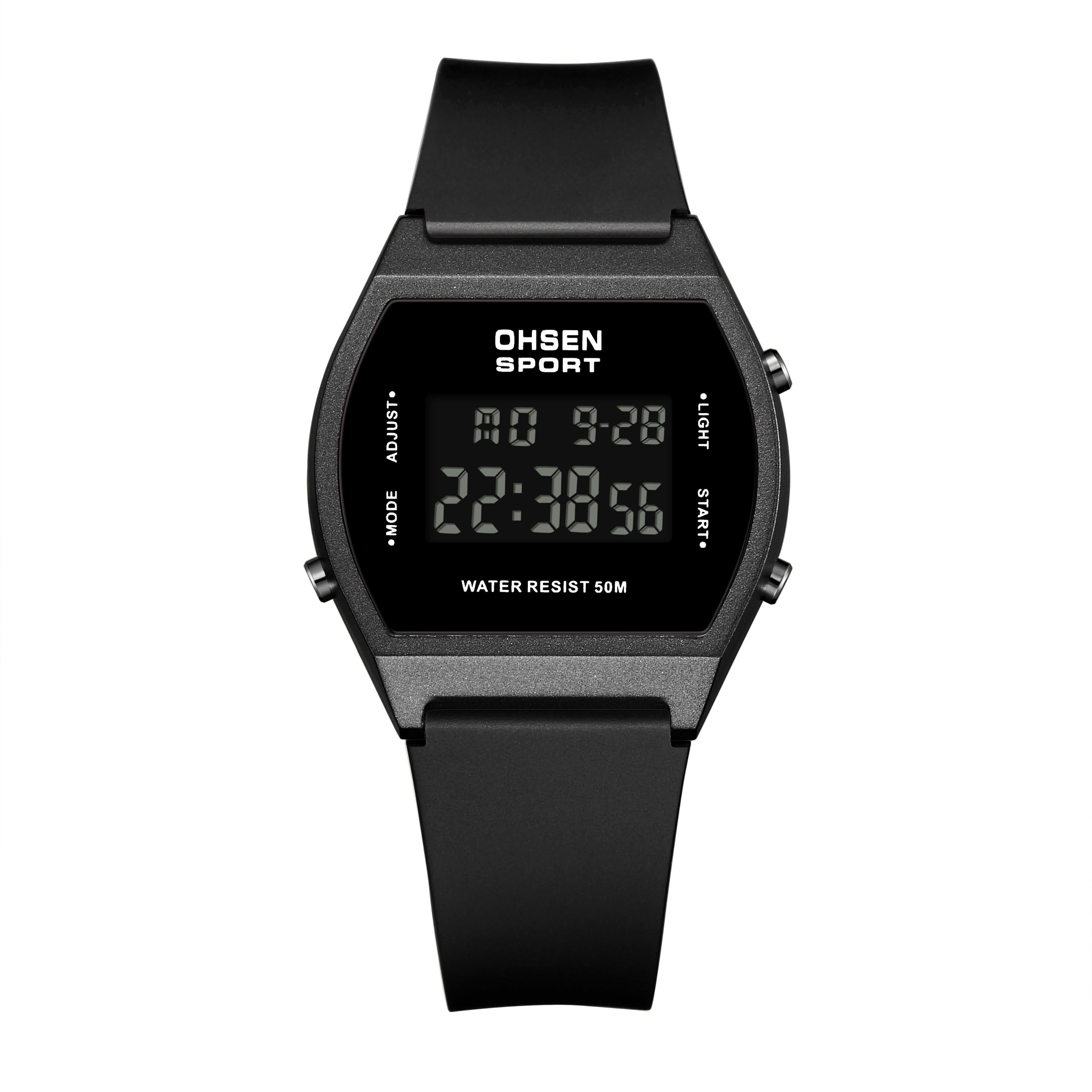 Women’s Digital Sports Watch – Luminous Display, Square Zinc Alloy Case, Silicone Strap