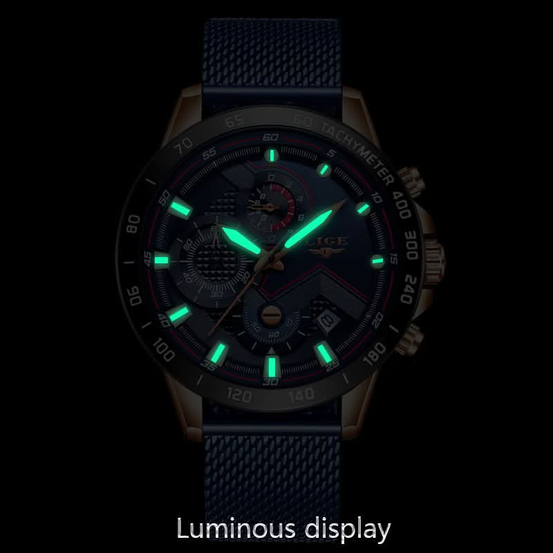 Men’s Mesh Chronograph Quartz Watch – with Stainless Steel Strap