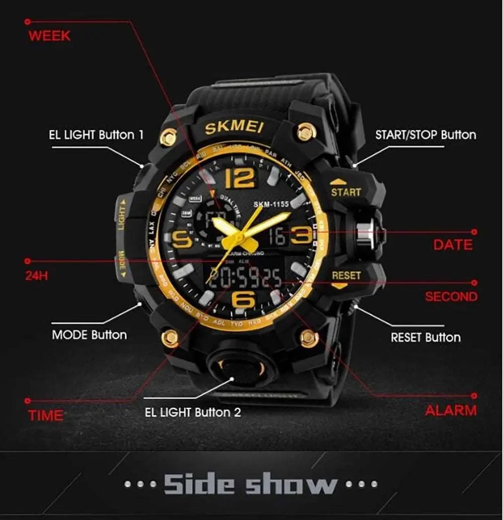 1155 Analog Digital Wrist watch For Men, Boys Red
