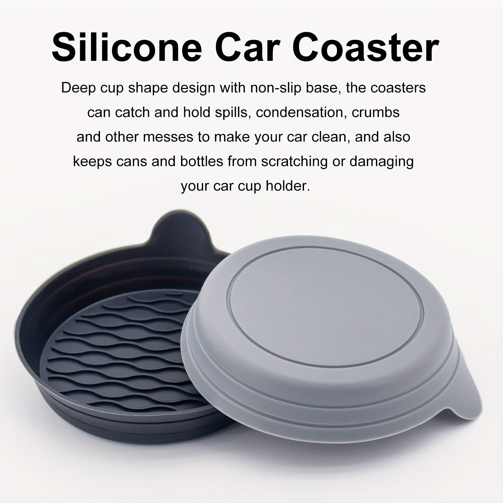 Silicone Car Coaster Set - Spill-Proof, Durable
