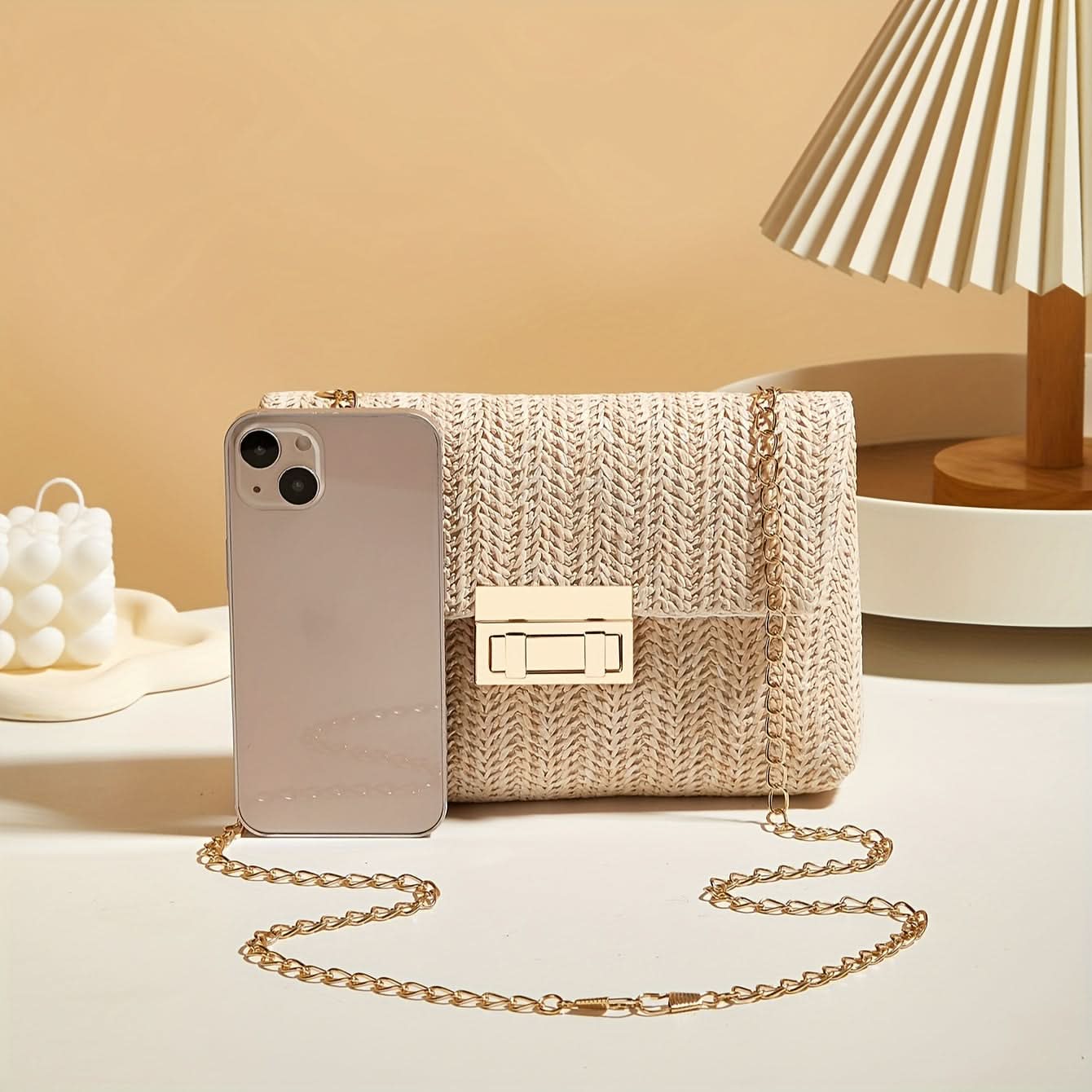 Chic Women's Straw Crossbody Bag with Detachable Strap