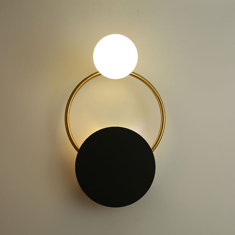 Nordic Black & Gold Wall Lamp – Modern Glass Sconce for Bedroom & Living Room Decor