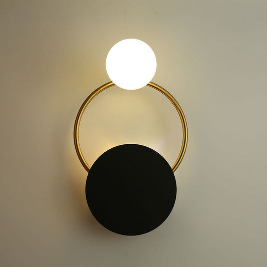 Nordic Black & Gold Wall Lamp – Modern Glass Sconce for Bedroom & Living Room Decor