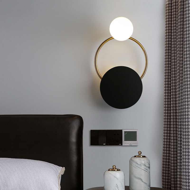 Nordic Black & Gold Wall Lamp – Modern Glass Sconce for Bedroom & Living Room Decor