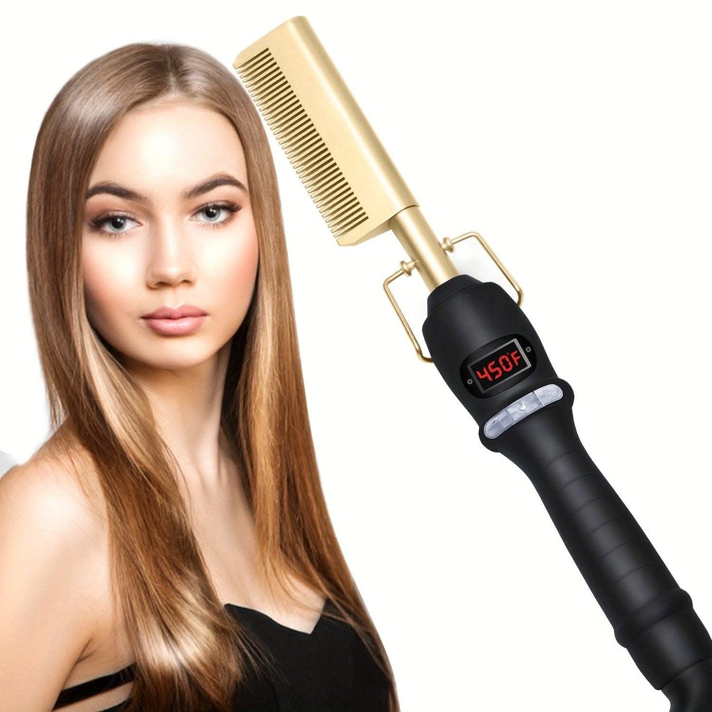 Electric Hot Comb with Digital Display – Hair Straightener