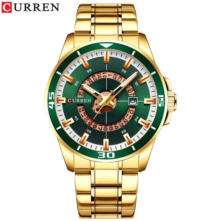 Men's Large Dial Quartz Watch - Stainless Steel Strap, Calendar Display
