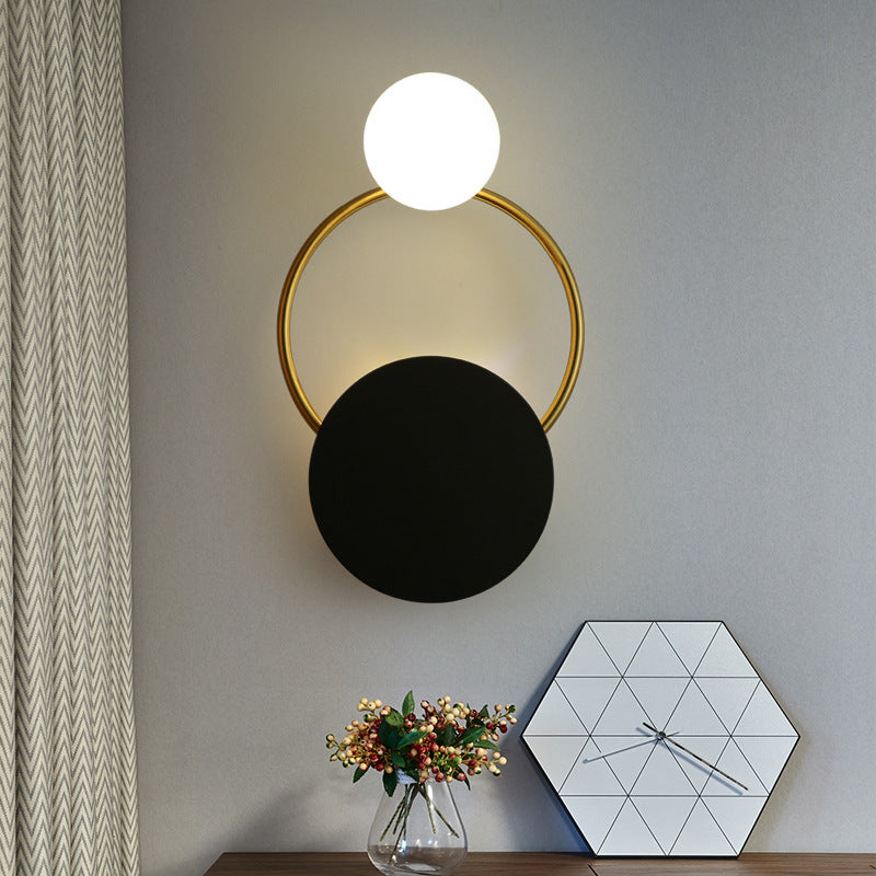 Nordic Black & Gold Wall Lamp – Modern Glass Sconce for Bedroom & Living Room Decor