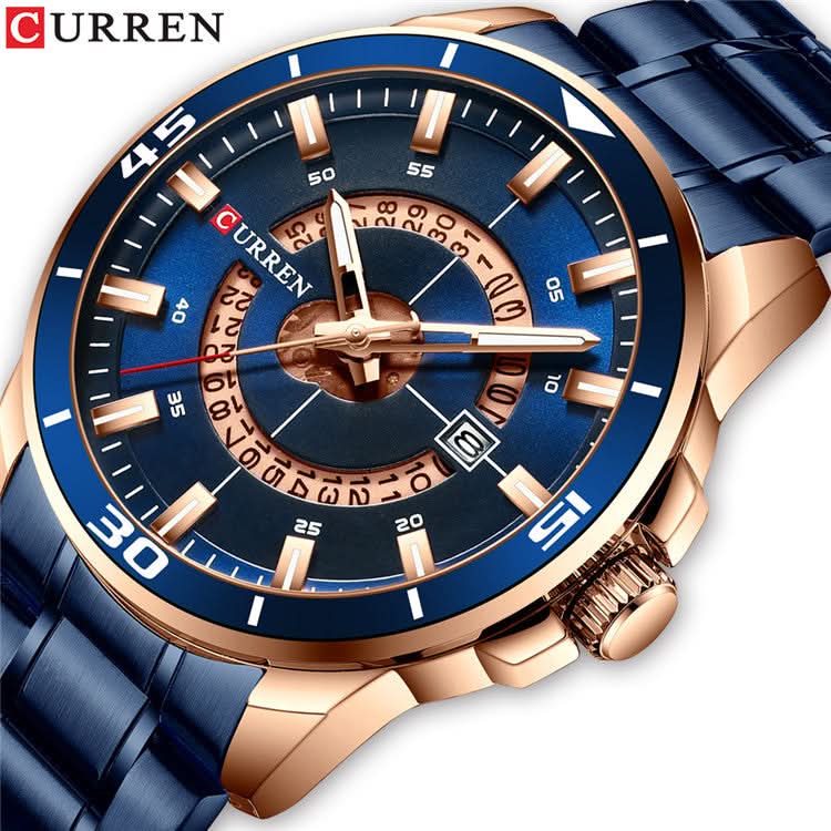 Men's Large Dial Quartz Watch - Stainless Steel Strap, Calendar Display