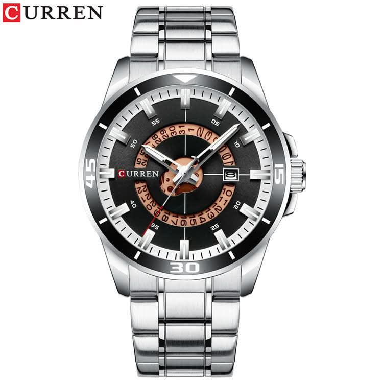 Men's Large Dial Quartz Watch - Stainless Steel Strap, Calendar Display