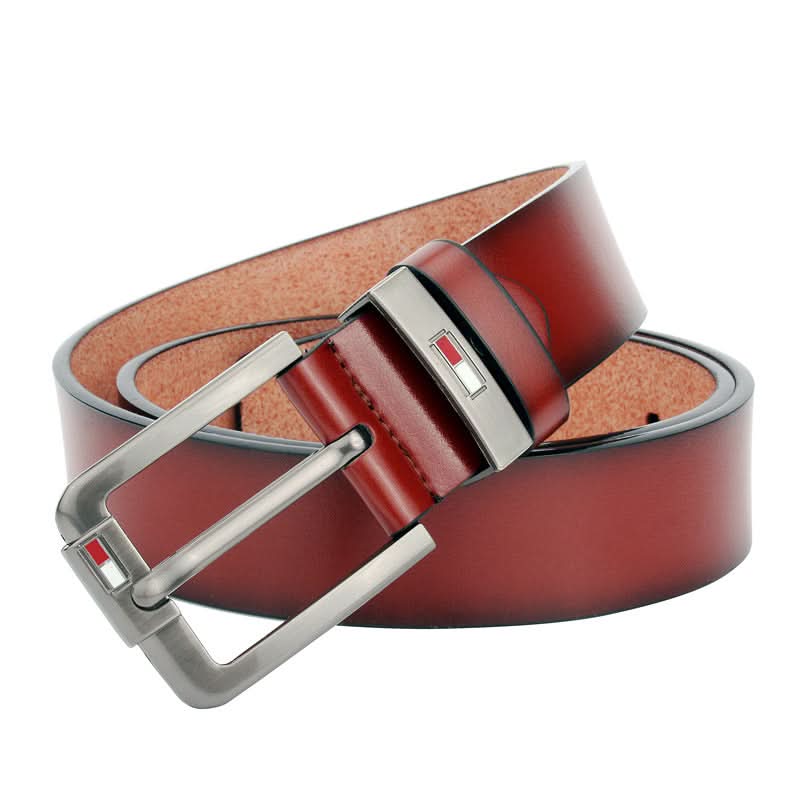 Retro Pin Buckle Leather Belt for Men – D-Shape Alloy Buckle Belt