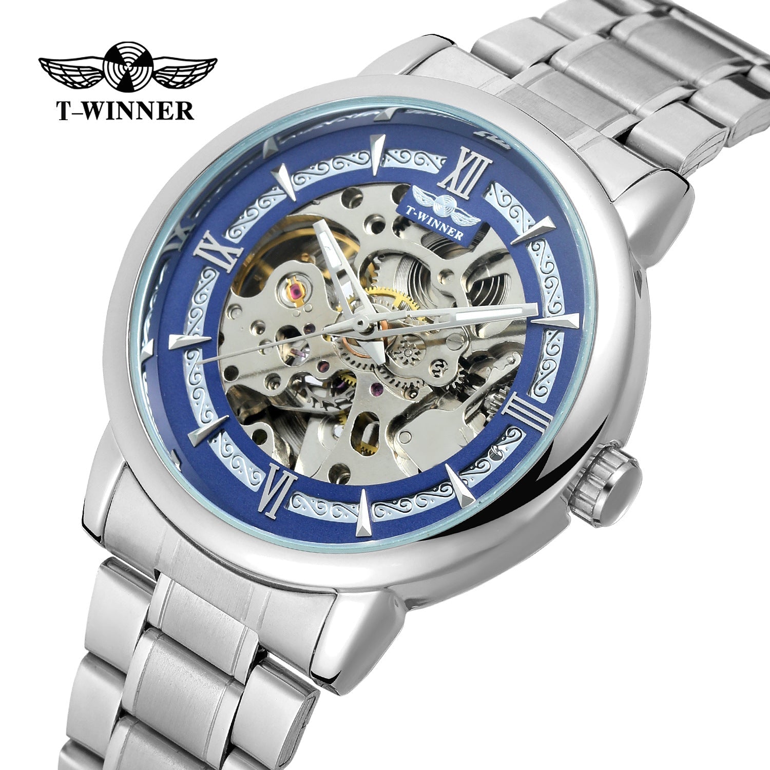 T-WINNER Automatic Mechanical Watch for Men – Luminous Stainless Steel Timepiece