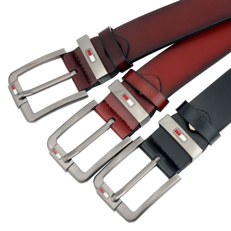 Retro Pin Buckle Leather Belt for Men – D-Shape Alloy Buckle Belt
