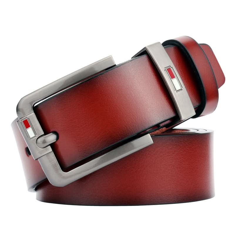 Retro Pin Buckle Leather Belt for Men – D-Shape Alloy Buckle Belt